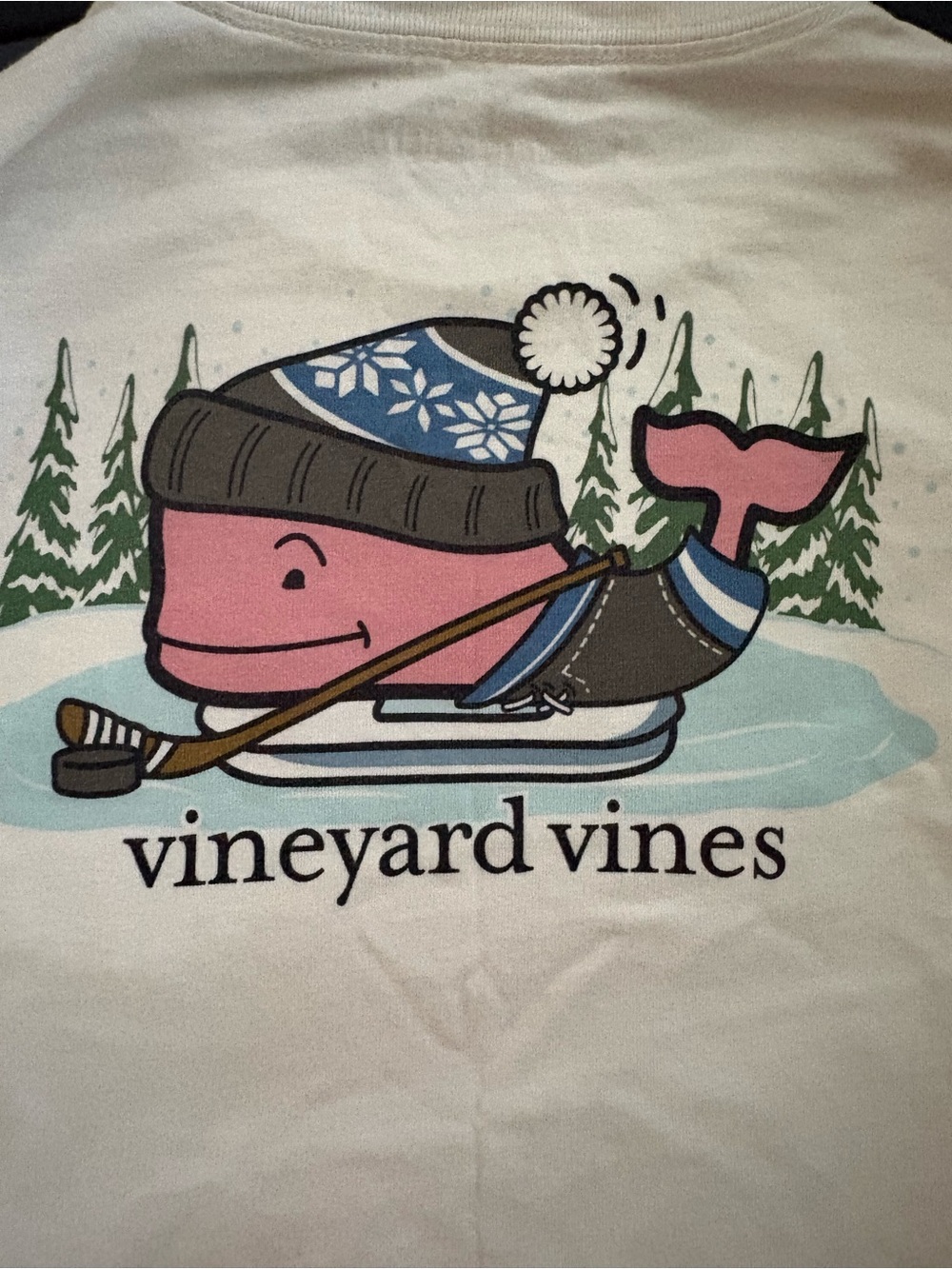 Vineyard Vines Whale Winter Pond Hockey Graphic Tee Size S 8/10